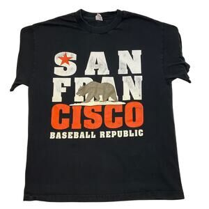 Alstyle Apparel Men T-shirt L Black Short Sleeve San Francisco Baseball Republic